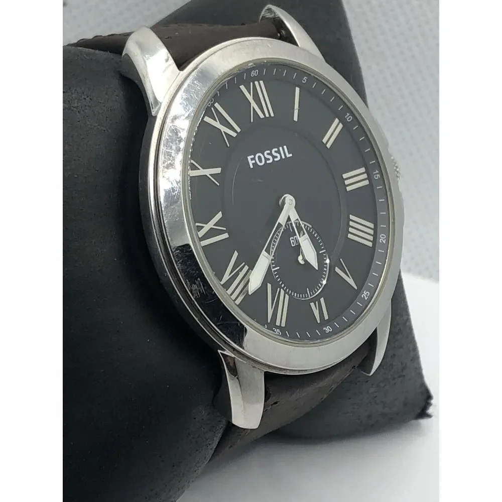 Fossil FS4973 Men's Brown Leather Analog Black Dial Quartz Genuine Watch OP669